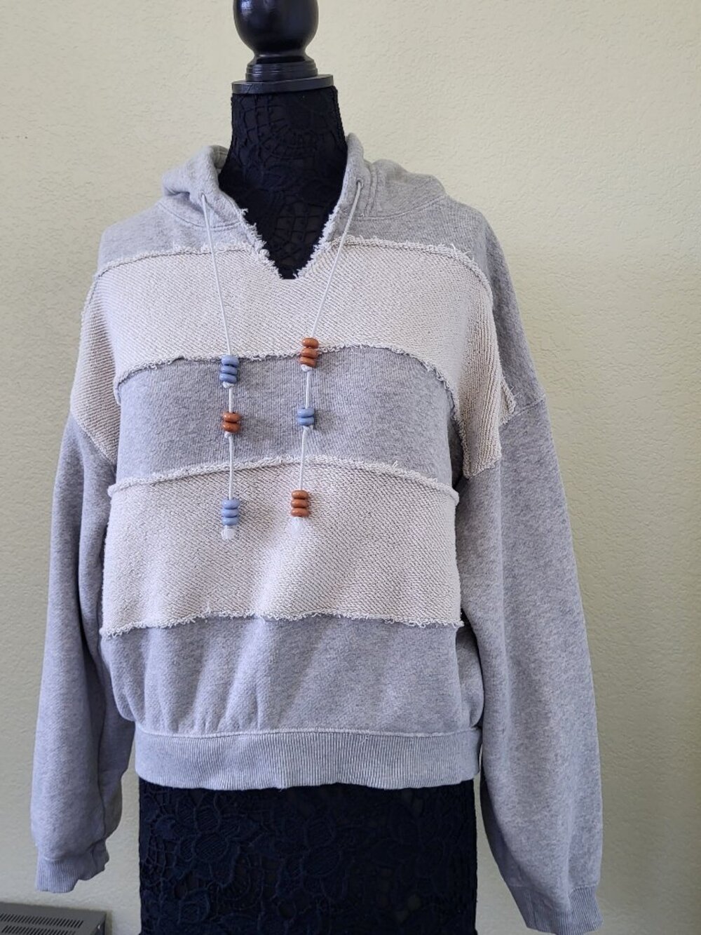 Free People Camp Crush Cotton Blend Hoodie Size M Gray